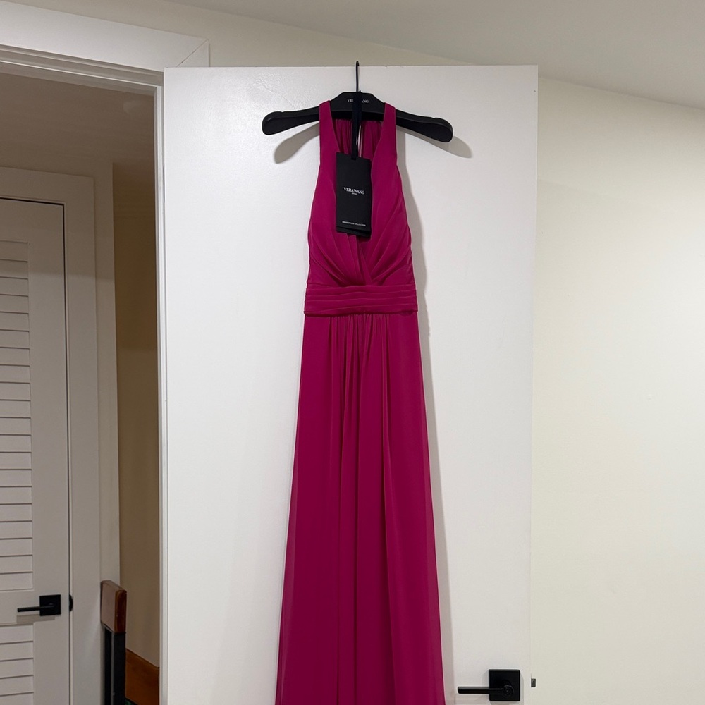 Vera Wang Magenta Halter Maxi Dress
